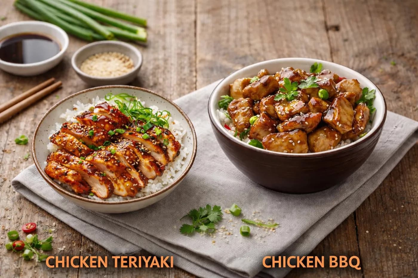 Chicken Teriyaki and Chicken BBQ